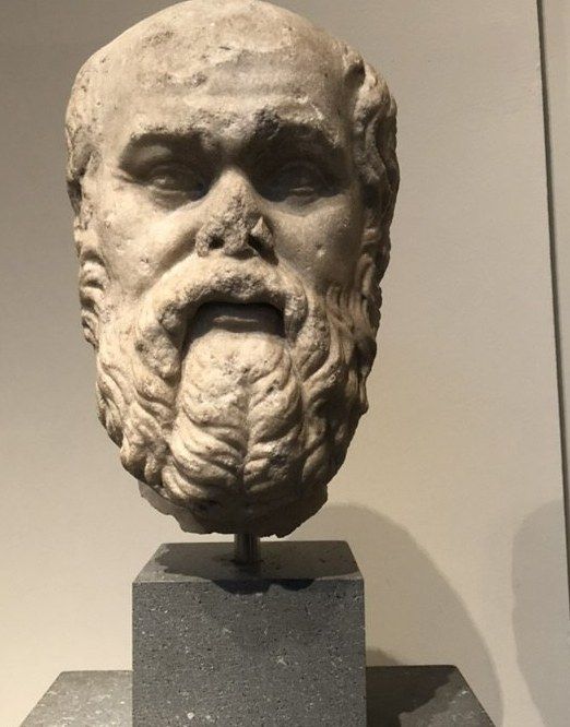 Marble head of Socrates.